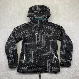 686 Smarty Snowboard Ski Jacket Womens XS Black Geo Print Winter Coat Zip Up